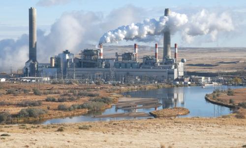 A coal plant in eastern Wyoming spews emissions.